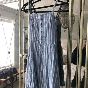 Blue and white striped dress